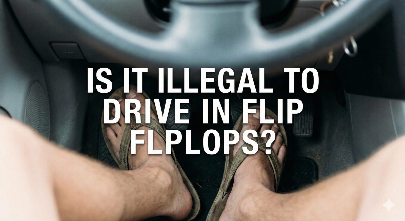 Person wearing flip flops standing near a car driver seat