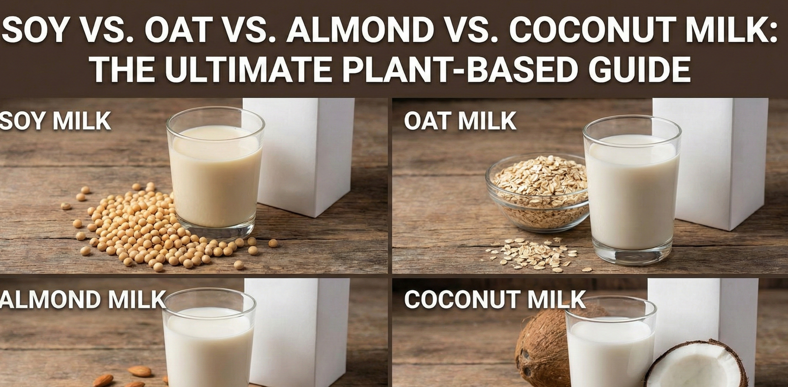 Soy vs. Oat vs. Almond vs. Coconut Milk comparison