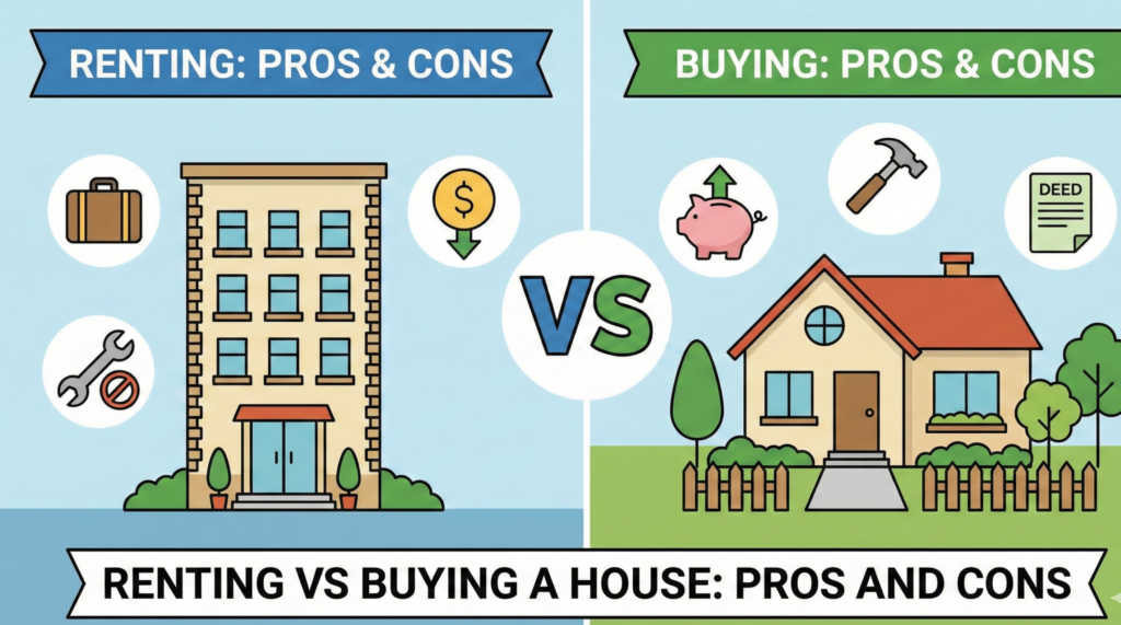 renting vs buying a house pros and cons
