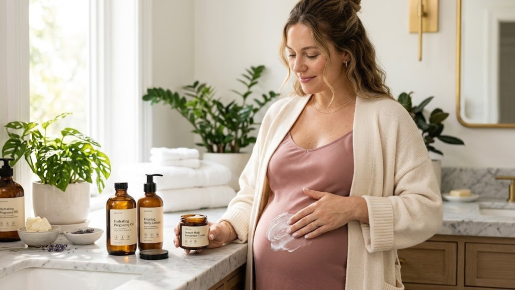 Celebrity pregnancy skincare routine for stretch mark prevention